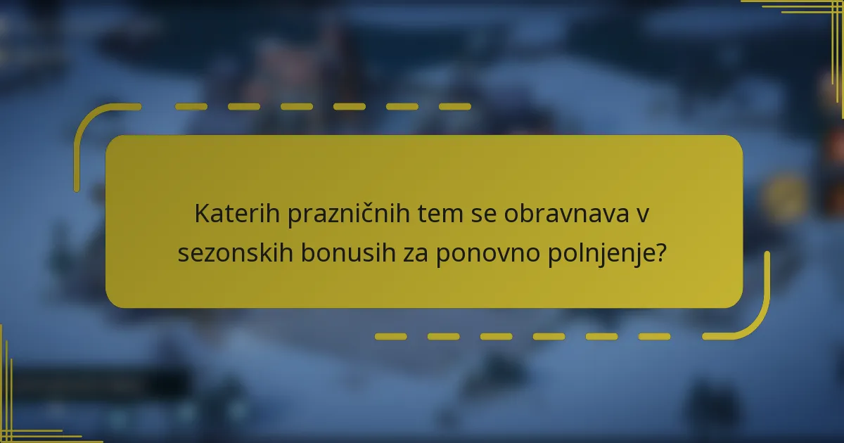 Katerih prazničnih tem se obravnava v sezonskih bonusih za ponovno polnjenje?